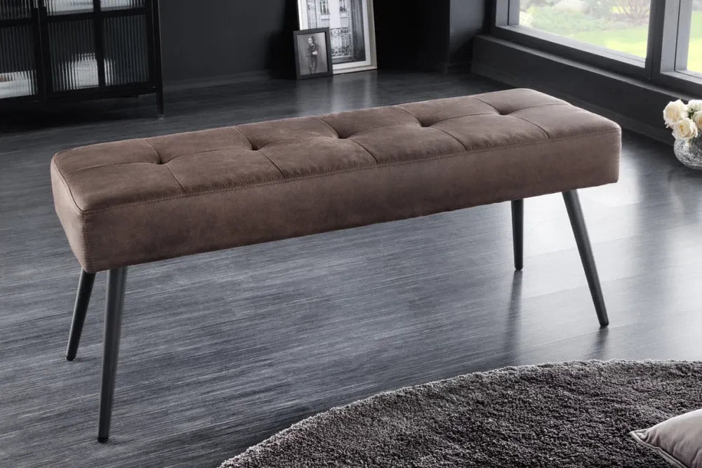 Bancheta din Metal Negru si Microfibra Maro H45xL100cm Boutique
