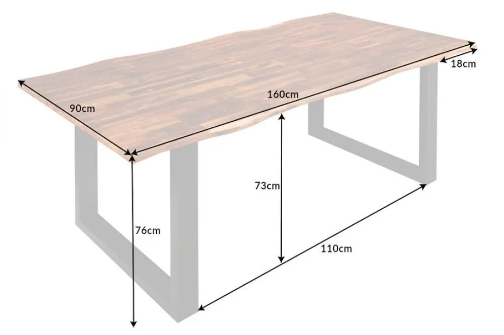 Masa din Lemn de salcam Maro si Metal Negru L160xH76cm Genesis