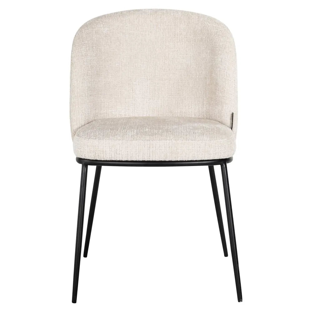 Scaun tapitat cu Chenille ignifug Bej cu picioare din Metal Negru H82xL53xA63cm Elvi Richmond Interiors