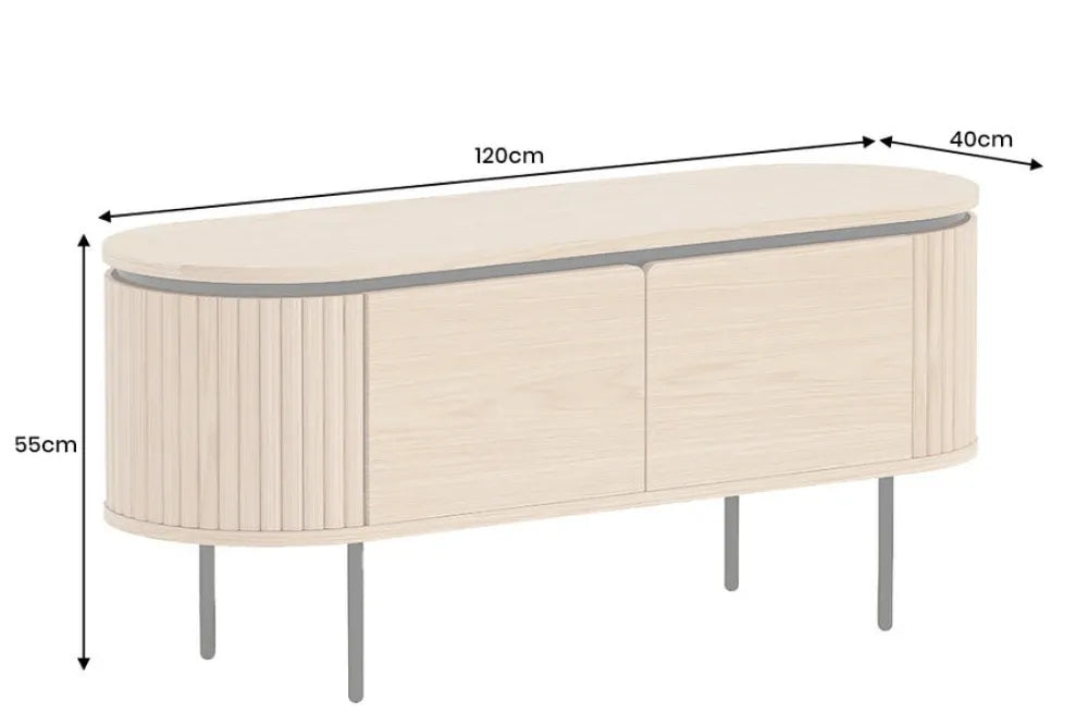 Comoda TV din MDF/Furnir de stejar Maro si Metal Negru L120xH55cm ATELIER