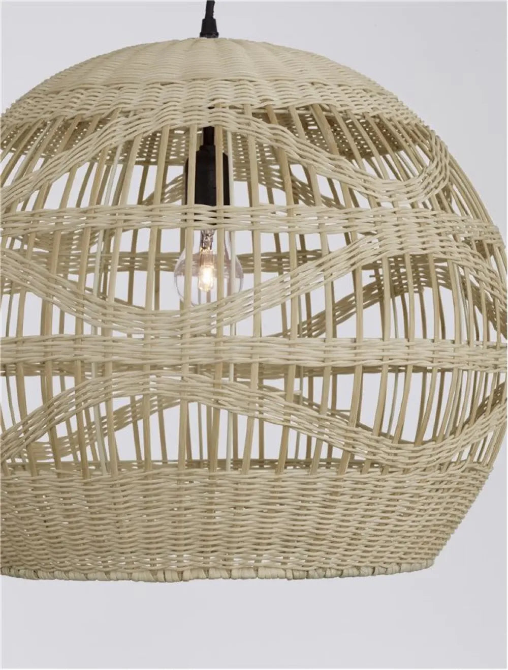 Pendul structura din Metal Negru si abajur din Ratan Bej H205xL48.5cm IP20 MARLO
