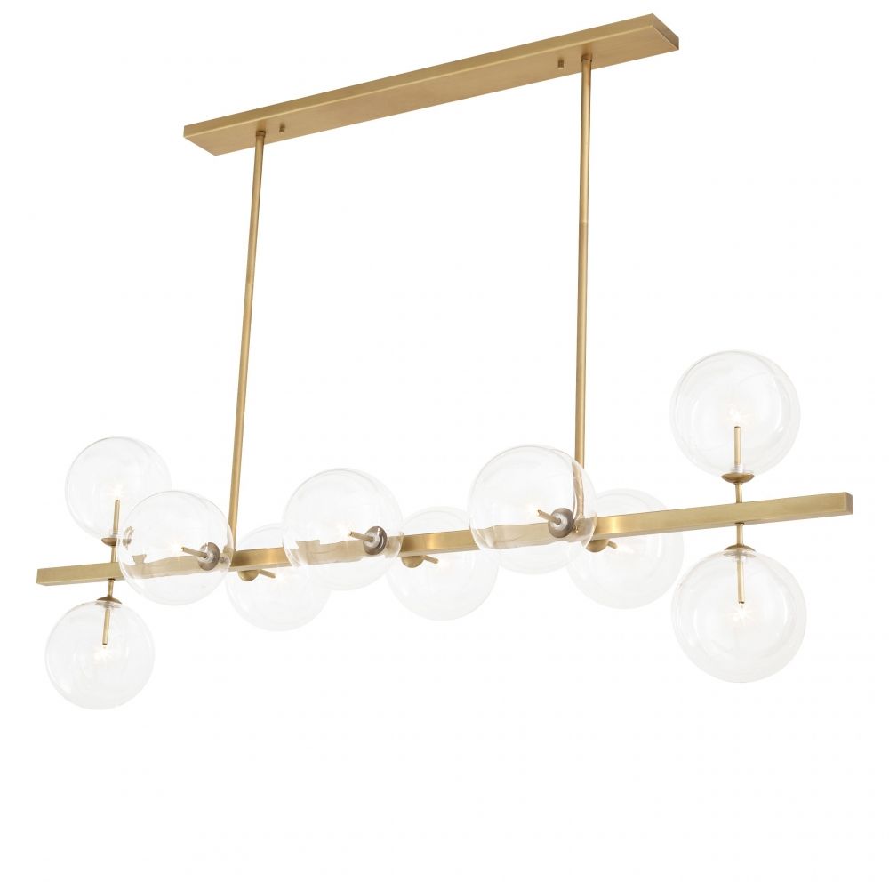 Lustra dreptunghiulara cu inaltime reglabila din Sticla Transparent cu 10 becuri L160x52xH150cm Largo