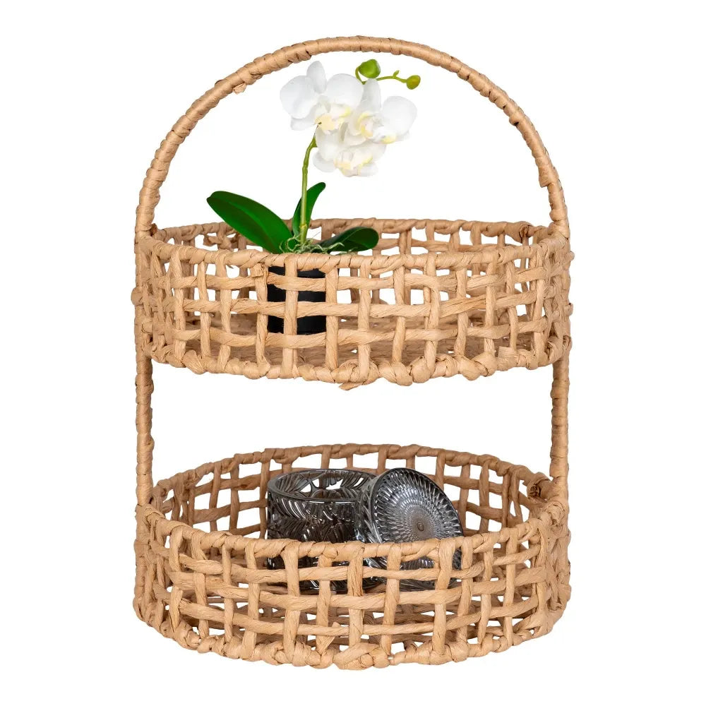 Tava etajata din Metal/Hartie impletita Maro H39xD29cm Anadia