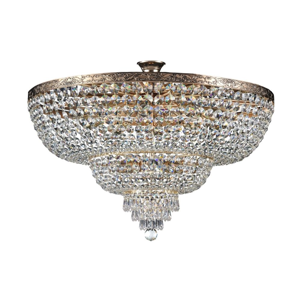 Candelabru Rotund din Metal si Cristal Auriu/Transparent Palace D80xH57cm