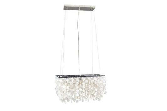 Candelabru din Metal Argintiu si Sidef Alb perlat L80xH45cm SHELL REFLECTIONS
