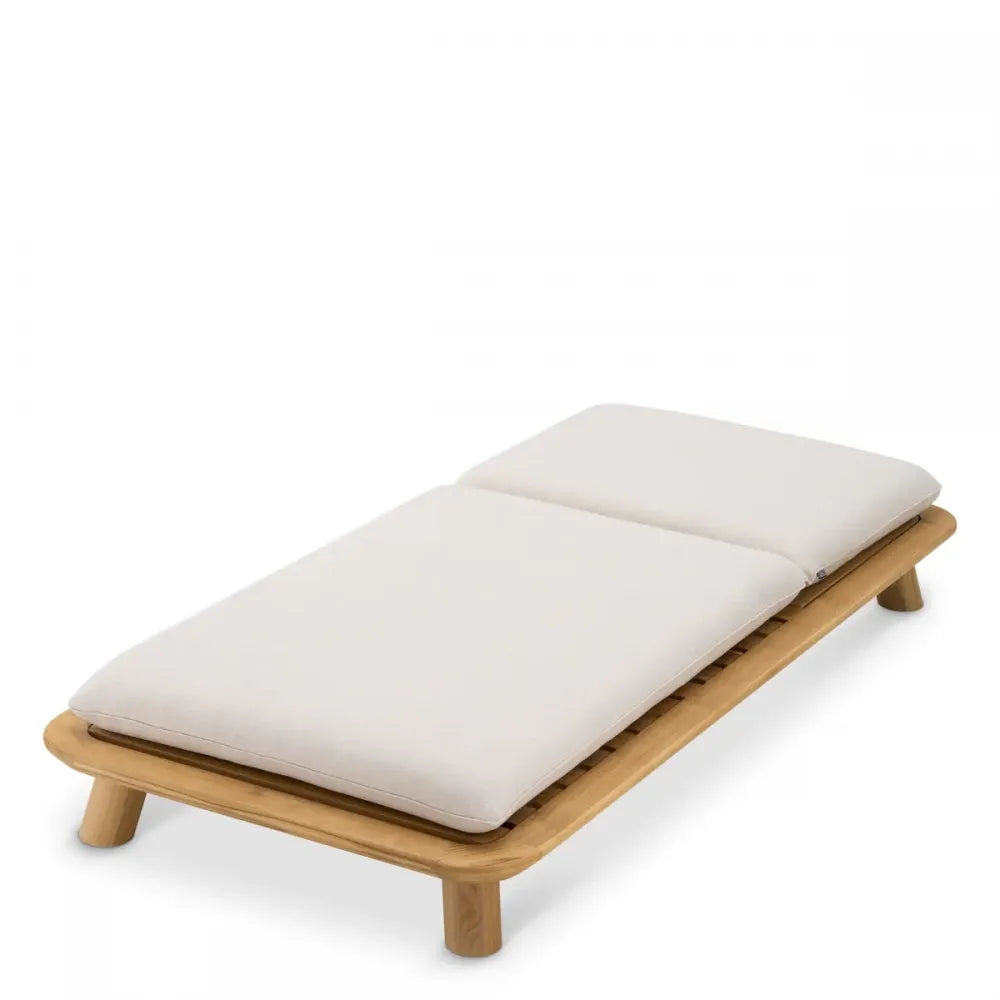Sezlong de exterior din Lemn de tec Maro si Stofa Bej H96xL210cm Weston Eichholtz