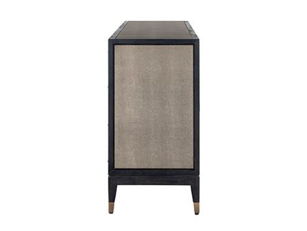 Comoda din piele ecologica si Lemn masiv de stejar Bej/Negru Bloomingville L193xH86cm Richmond Interiors