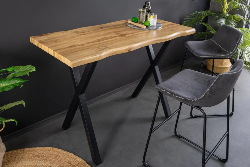 Masa bar din Derivat din lemn Maro si Metal Negru L120xH100cm Wild