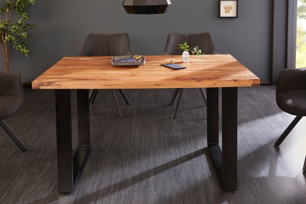 Masa dreptunghiulara din Lemn de palisandru Maro/Negru de 6 persoane L120x80cm Iron Craft