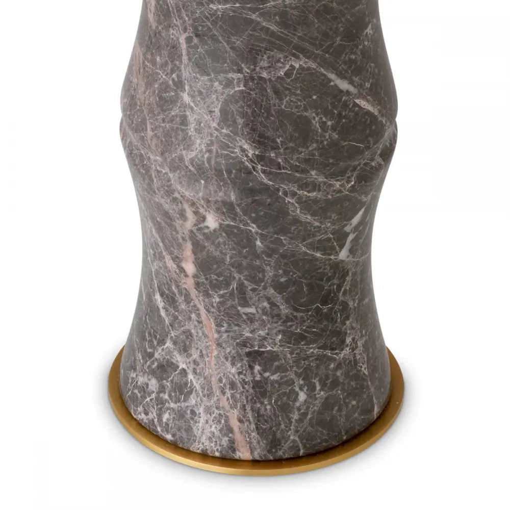 Veioza din Metal/Marmura Alama/Gri si Textil Bej H88xD16cm Bonny Eichholtz