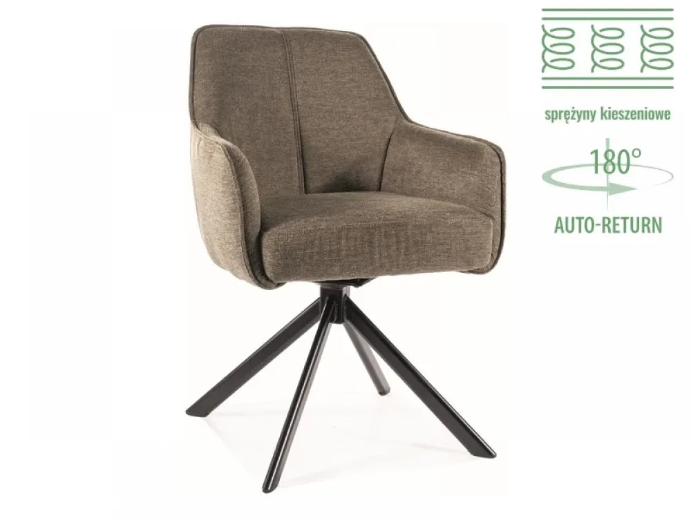 Scaun tapitat cu Stofa Verde olive cu picioare din Metal Negru H83xL55xA45cm Notti