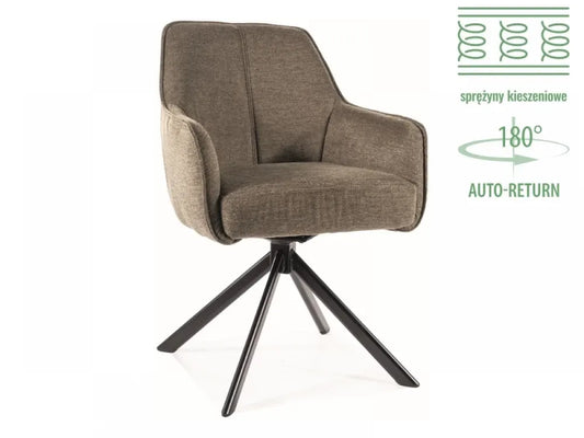 Scaun tapitat cu Stofa Verde olive cu picioare din Metal Negru H83xL55xA45cm Notti