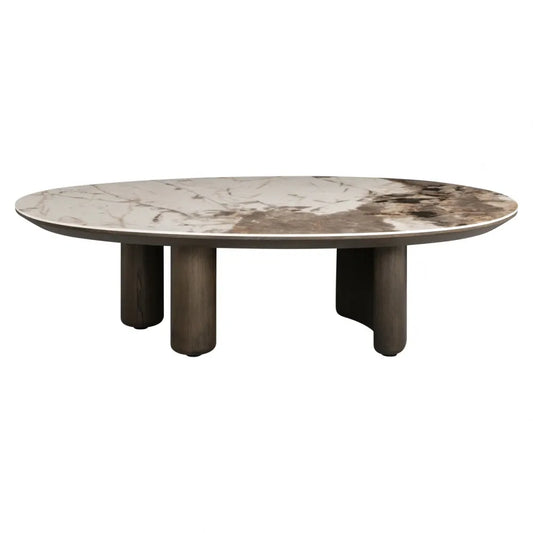 Masuta de cafea din Furnir de stejar Maro si Ceramica Maro L135xH37cm Langford