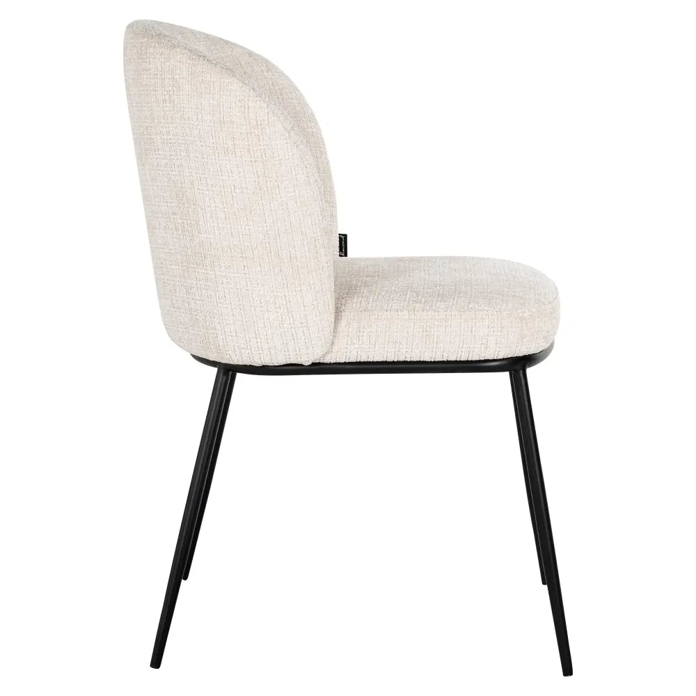 Scaun tapitat cu Chenille ignifug Bej cu picioare din Metal Negru H82xL53xA63cm Elvi Richmond Interiors