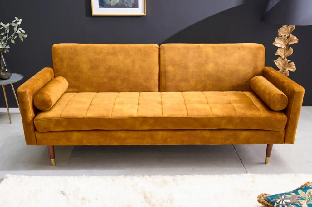 Canapea tapitat cu Catifea Galben L196cm Couture