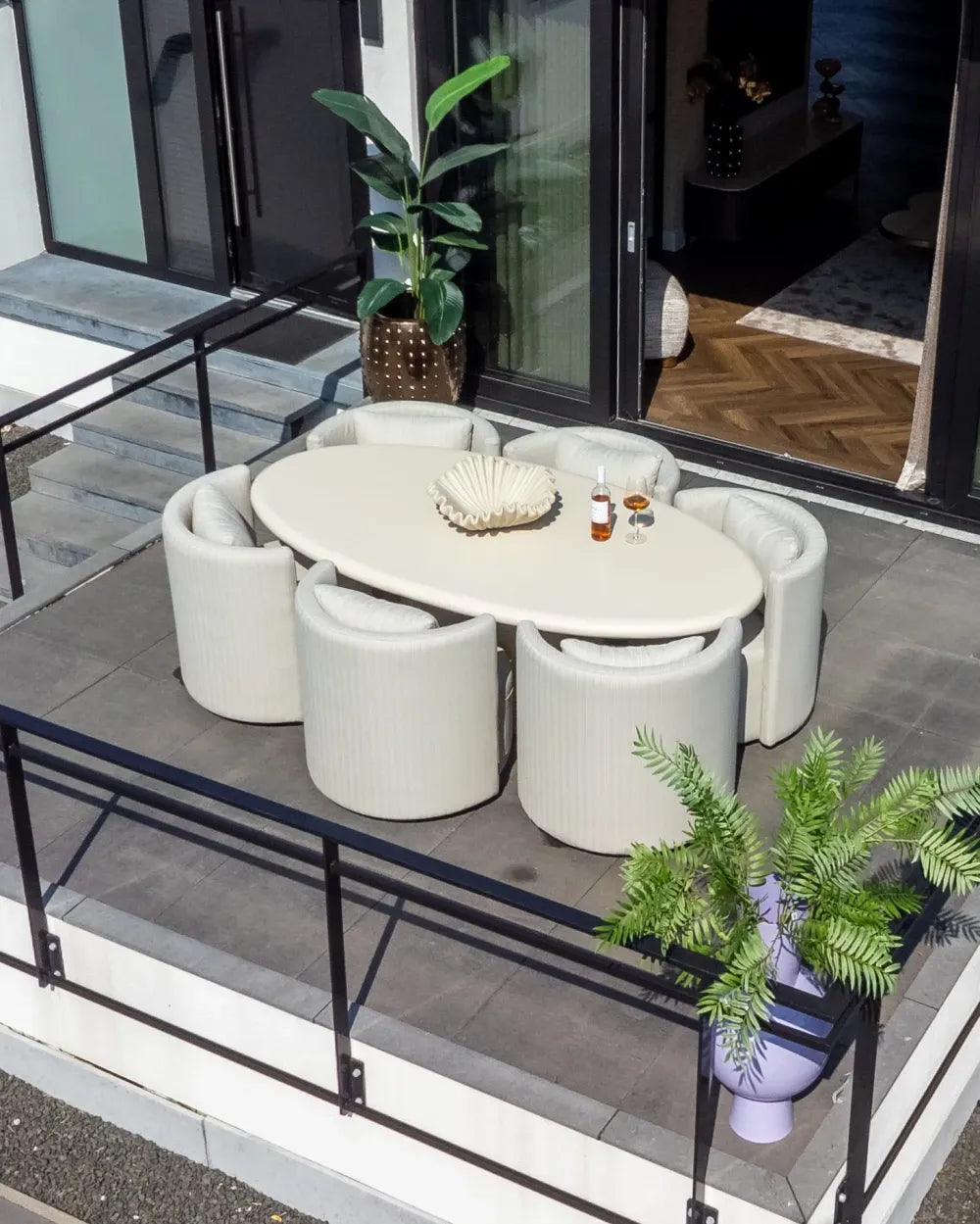Scaun rotativ de exterior din Metal|Textil|Olefin|Spuma cu uscare rapida Bej L79xH80cm Nammos