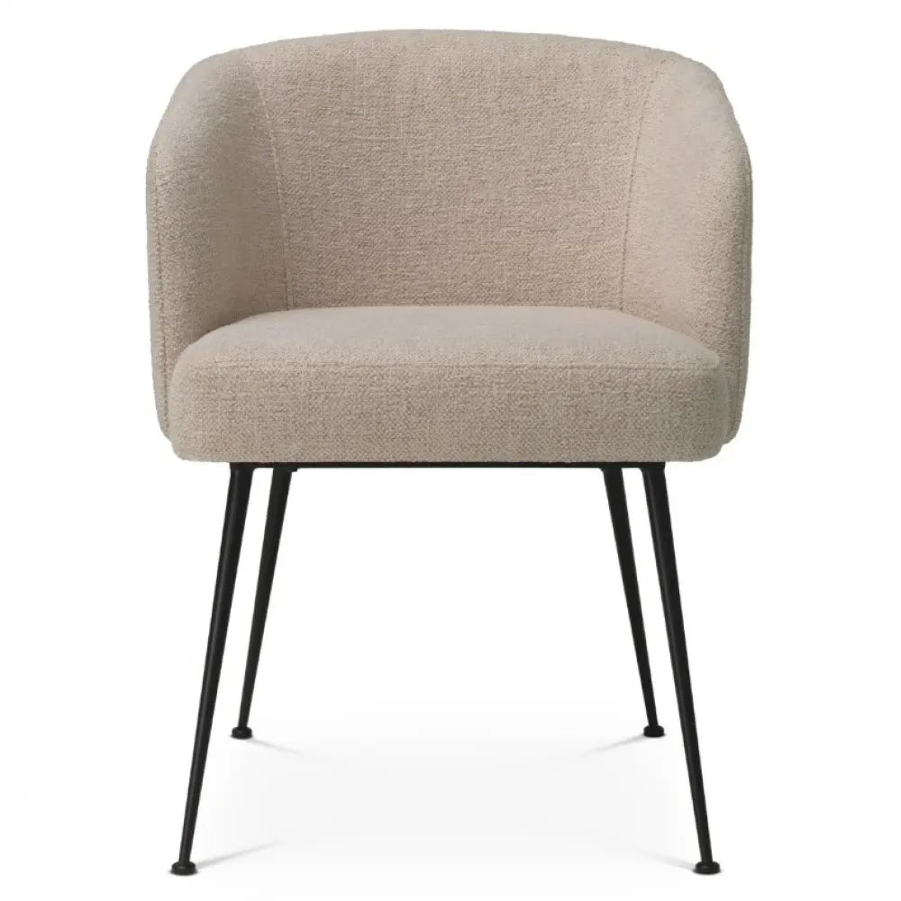 Scaun cu brate tapitat cu Stofa Renato Alb cu picioare Negre H78xL58xA58cm Aiden Eichholtz