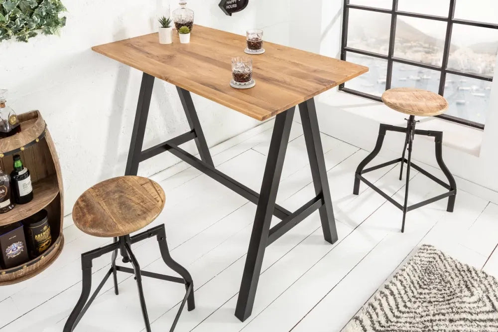 Masa bar din Lemn de stejar Maro si Lemn Negru L120xH105cm Castle