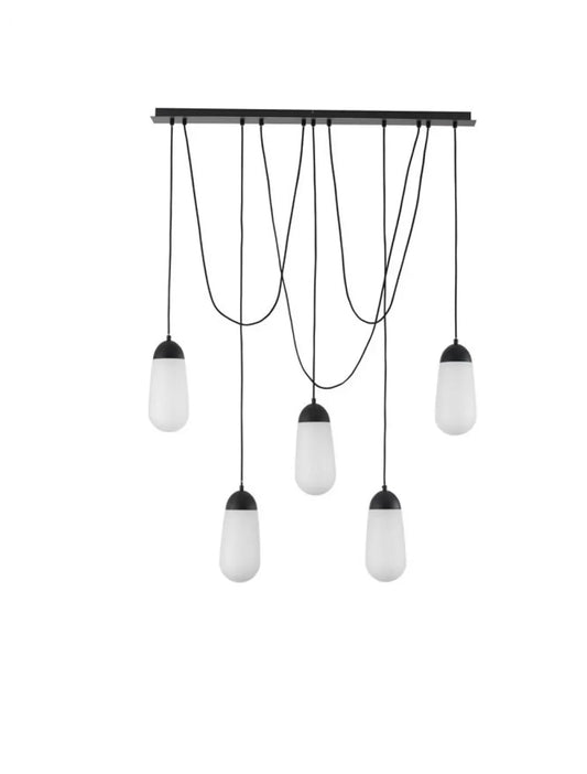 Lustra structura din Metal Negru si abajur din Sticla Alb H150xL103cm IP20 BLAKY