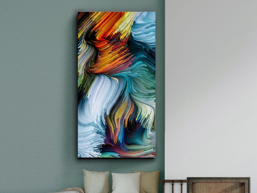 Tablou Dreptunghiular pe Sticla Multicolor Simbiosis H150xL80cm
