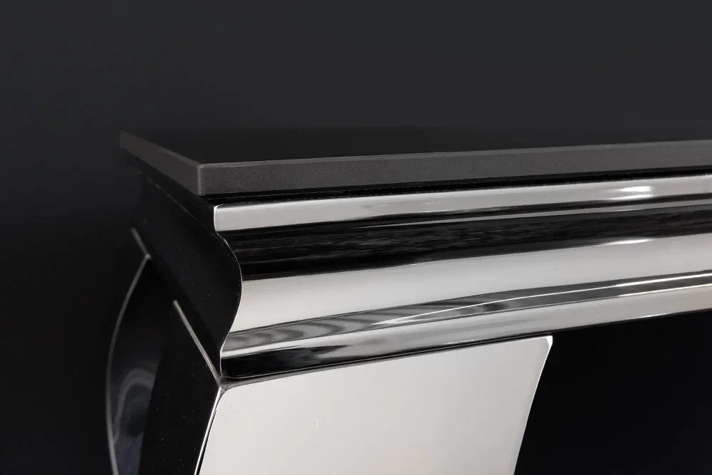 Consola din Piatra sinterizata Negru si Otel inoxidabil Argintiu L145xH75cm MODERN BAROCK