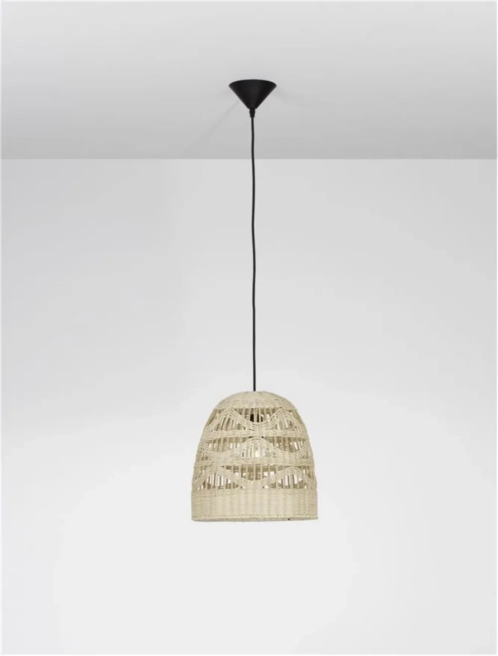 Pendul structura din Metal Negru si abajur din Ratan Bej H185xL30cm IP20 MARLO