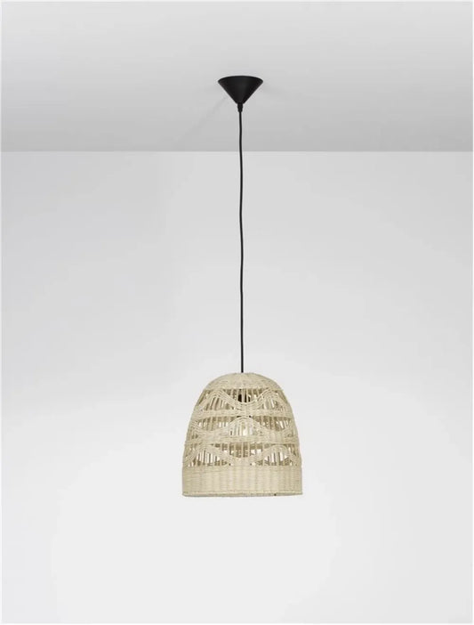 Pendul structura din Metal Negru si abajur din Ratan Bej H185xL30cm IP20 MARLO