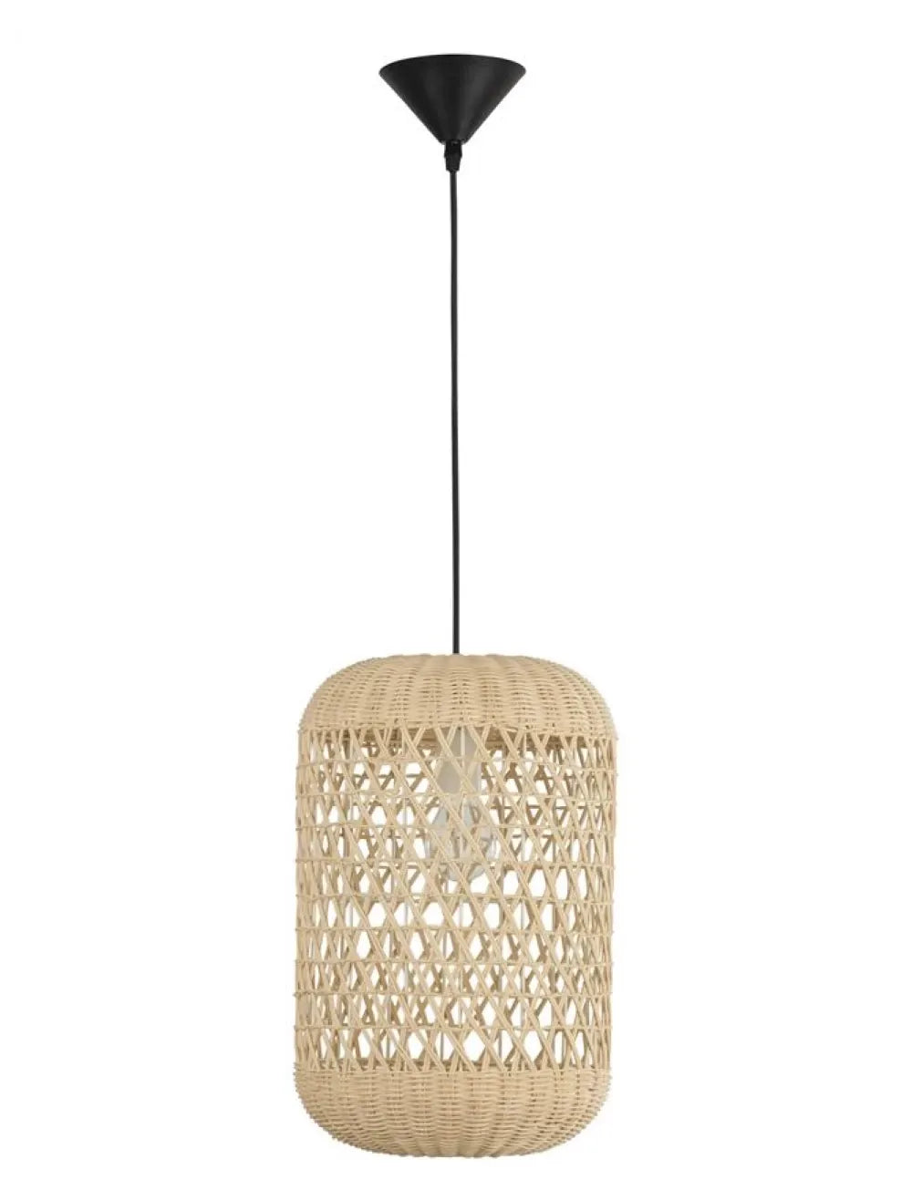 Pendul structura din Metal Negru si abajur din Ratan Bej H250xL24.5cm IP20 AURORA