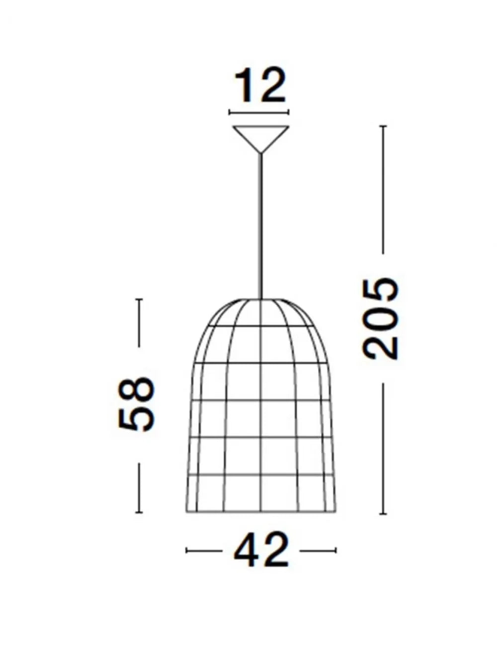 Pendul structura din Metal Negru si abajur din Ratan Bej H205xL42cm IP20 GRIFFIN