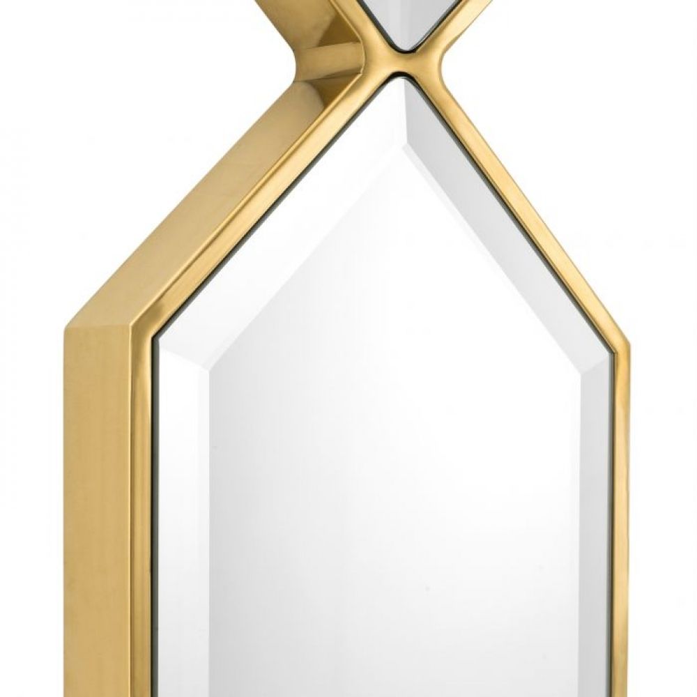 Oglinda Asimetrica cu rama din Metal Auriu SARONNO H110xL25cm