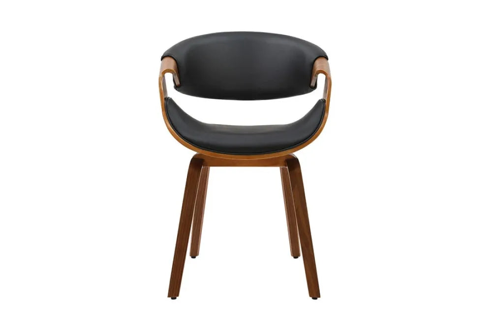 Scaun tapitat cu Piele artificiala Negru si picioare din MDF Maro H79xL56xA60cm ORGANIC