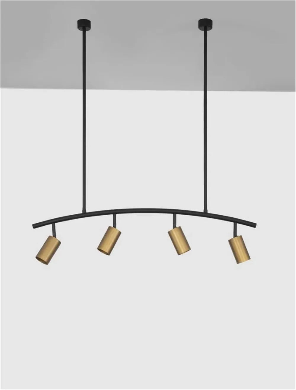 Lustra structura din Aluminiu Negru si abajur din Aluminiu Auriu H90xL96.5cm IP20 POGNO