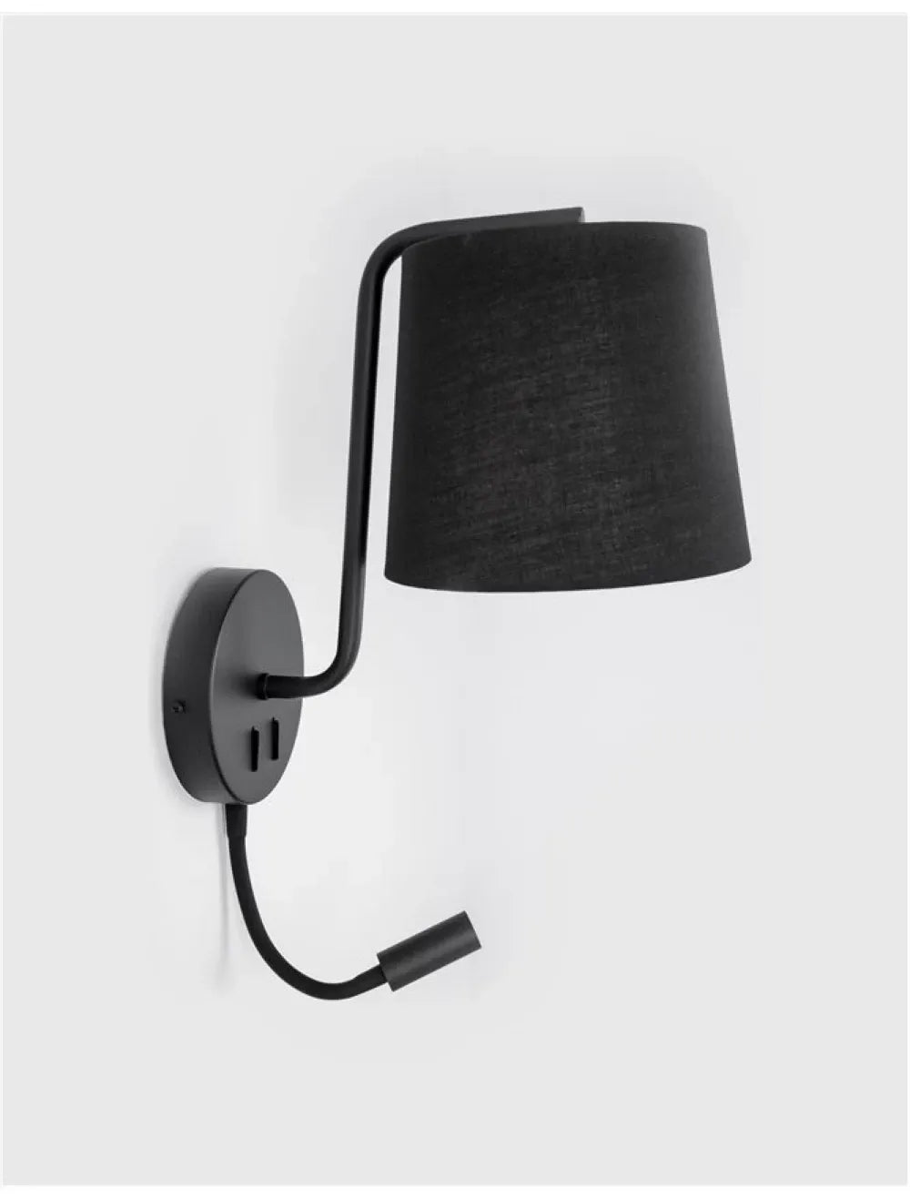 Aplica de perete structura din Aluminiu Negru si abajur din Textil Negru H59xL20cm IP20 15W 190lm 3000k SAGE