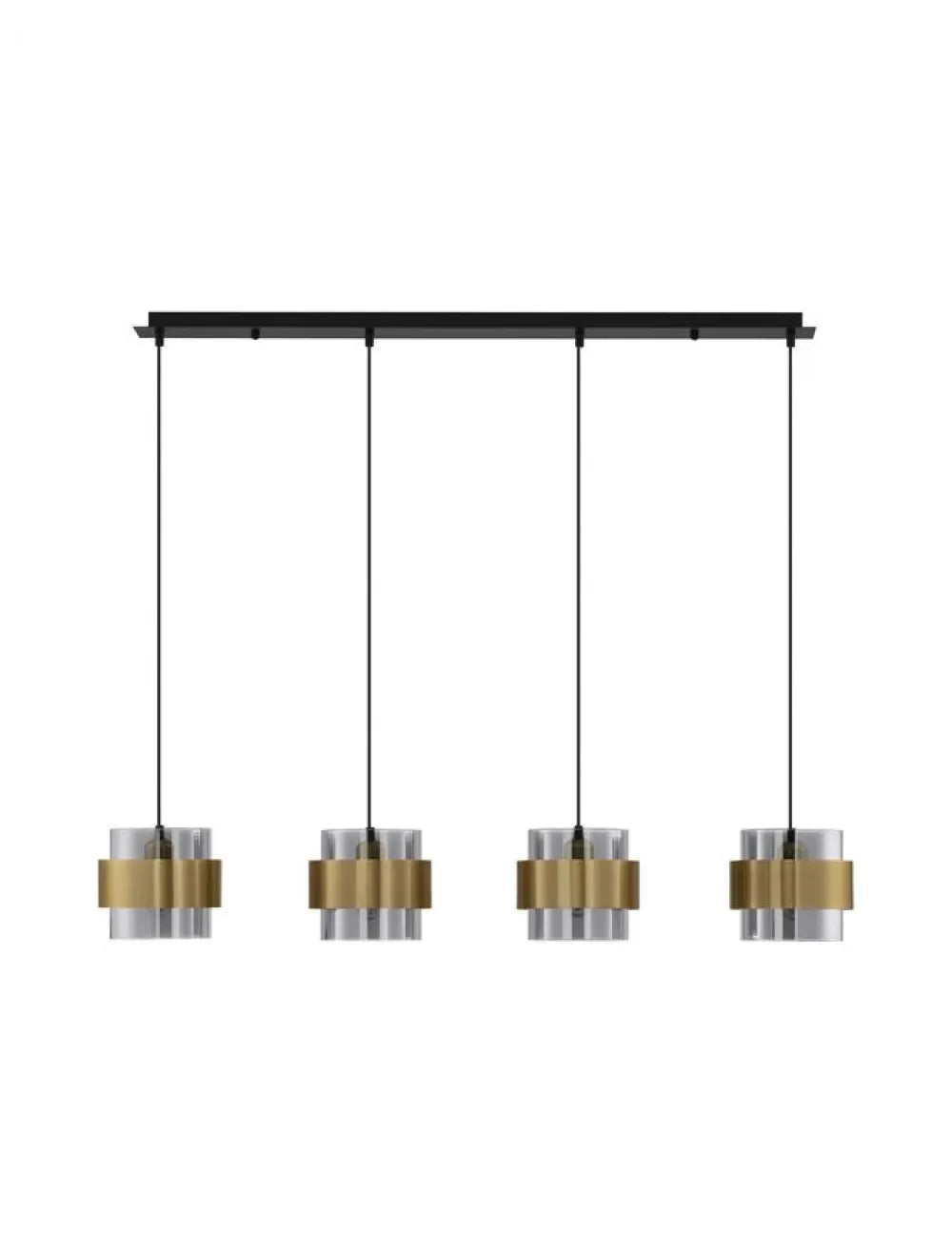 Lustra structura din Metal Auriu si abajur din Sticla Fumuriu H120xL110cm IP20 SIANNA