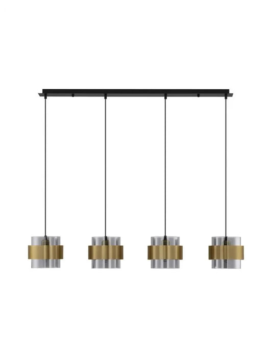 Lustra structura din Metal Auriu si abajur din Sticla Fumuriu H120xL110cm IP20 SIANNA