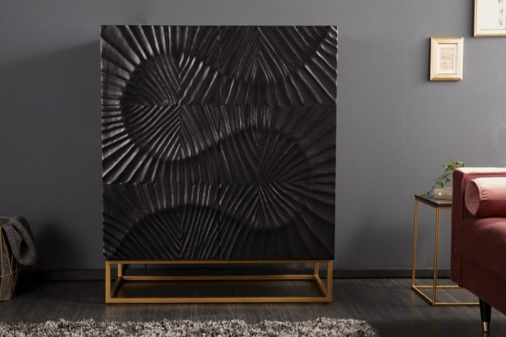Dulap din Lemn masiv de mango si Metal Negru/Auriu Scorpion L100xH120cm