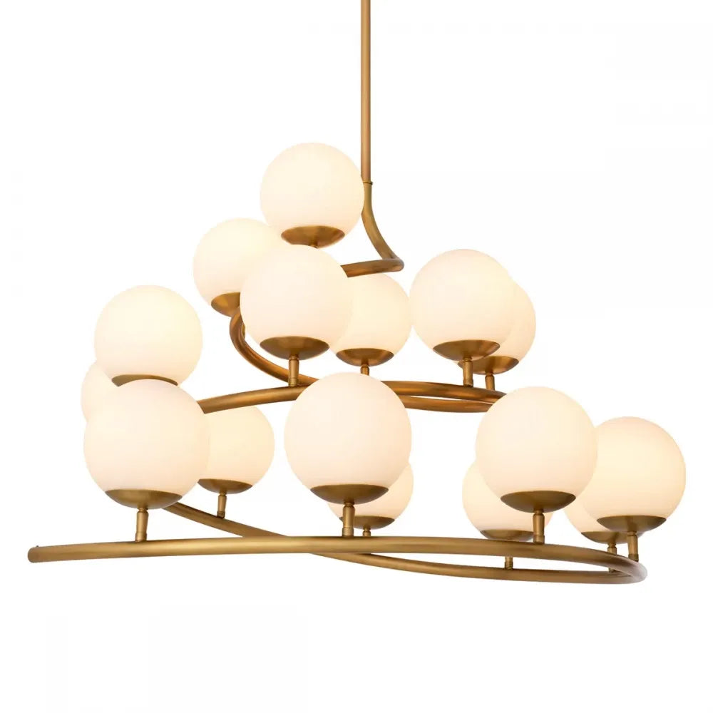 Candelabru din Metal Alama atichizata si Sticla Alb H52xL105cm Brissac Eichholtz