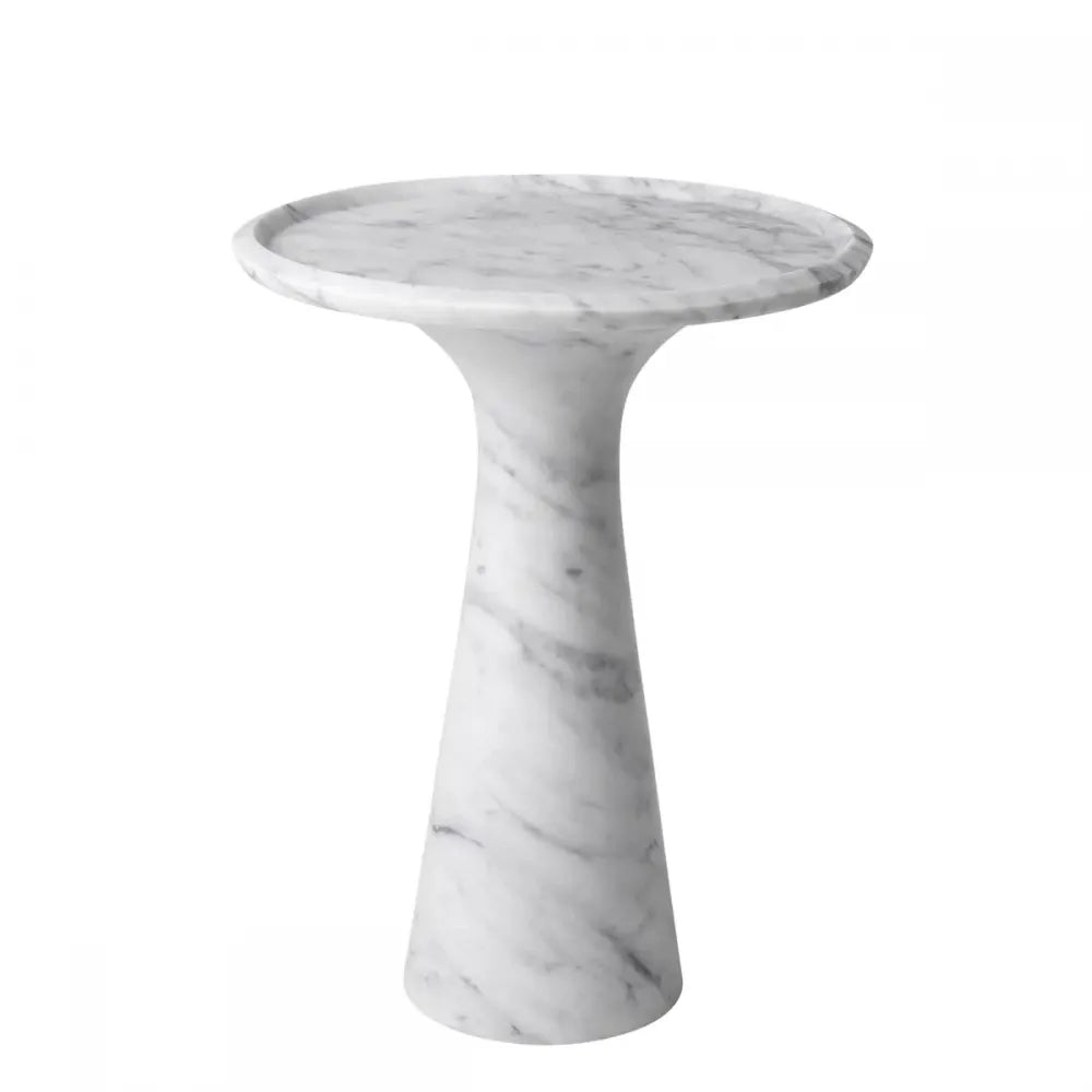 Masuta laterala Rotunda din Marmura Alb D46.5xH60cm Pompano Eichholtz