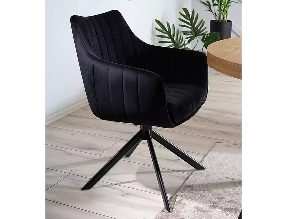 Scaun tapitat cu Catifea Negru cu picioare din Metal Negru H86xL61xA44cm Azalia