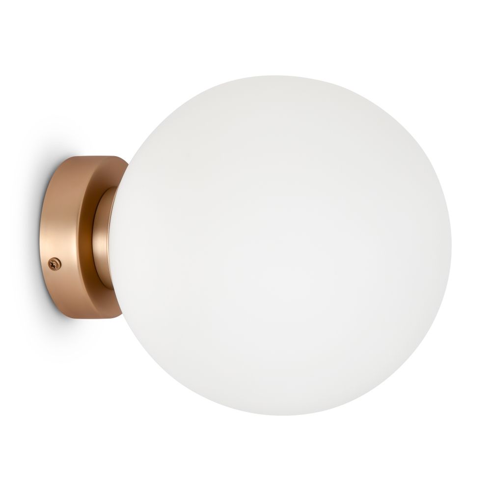 Aplica de perete Metal si Sticla Auriu/Alb D20xH20cm Basic form