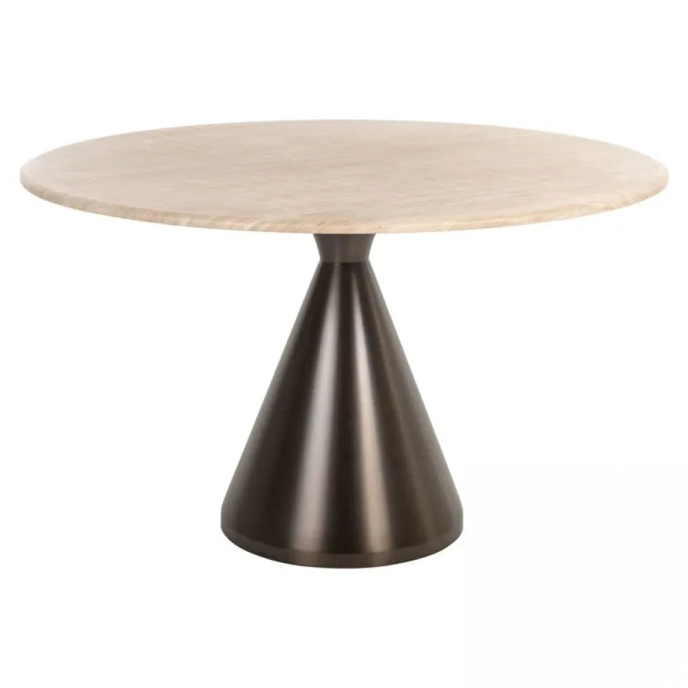 Masa rotunda din Otel inoxidabil Bronz si Marmura artificiala Bej H75.5xD130cm Montgommery