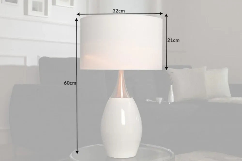 Veioza din Metal Alb si Textil Alb H60xD32cm Carla