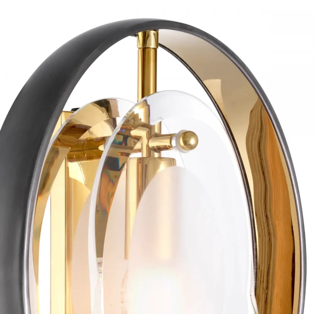 Aplica de perete din Metal Negru si Sticla Transparent H29.5xL22.5cm Vincente Eichholtz