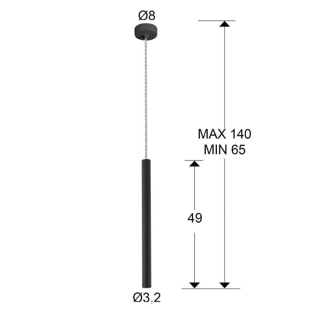 Pendul cu inaltime reglabila din Metal Negru cu LED D3xH140cm Varas