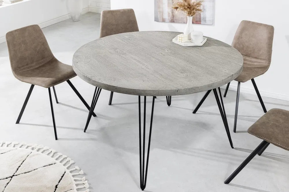Masa rotunda din Lemn de mango Gri si Metal Negru D80xH77cm Scorpion