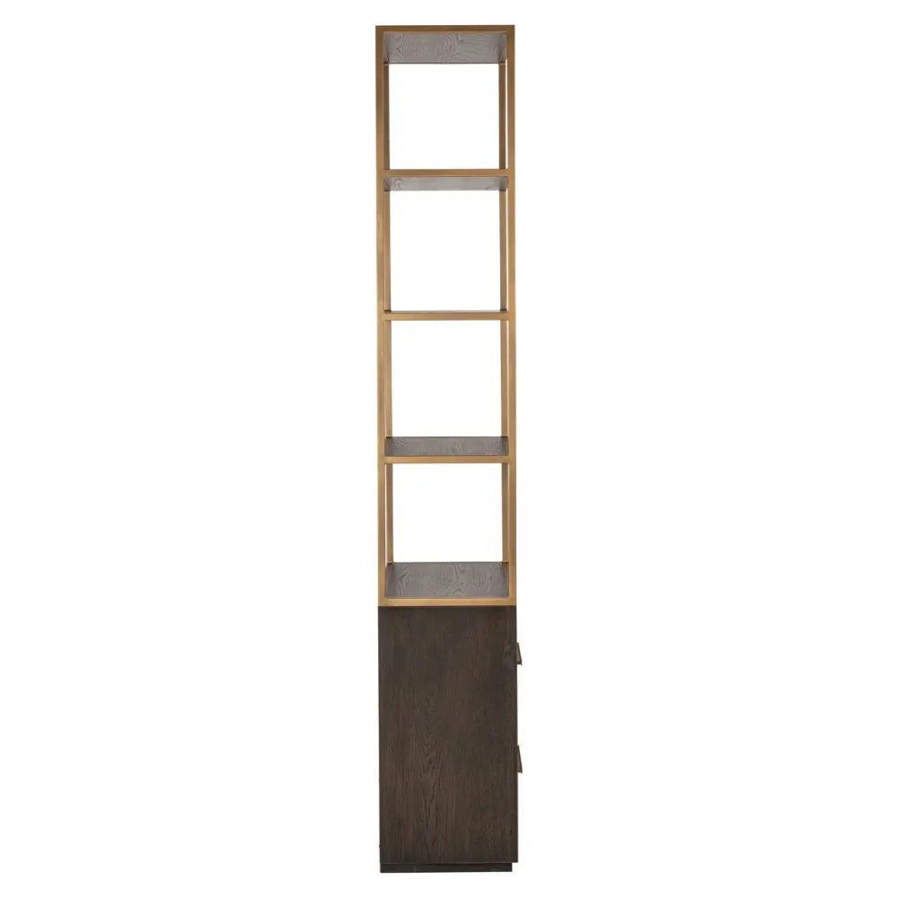 Etajera cu sertare din Lemn de stejar/Metal Maro/Alama si Lemn de stejar Maro L50xH220cm Carter Richmond interiors