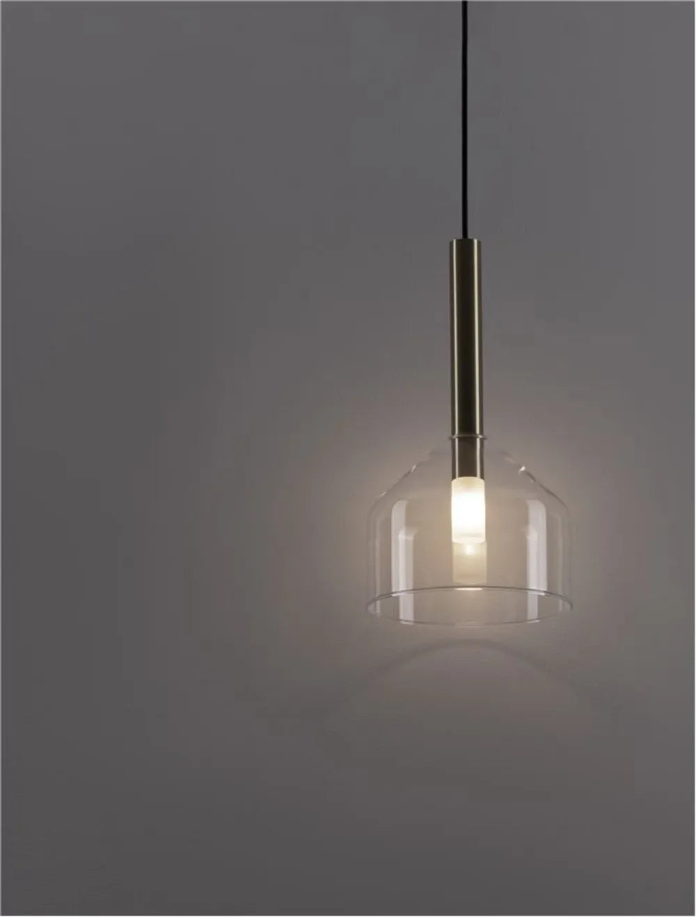 Pendul structura din Metal Negru/Auriu si abajur din Sticla Transparent H190.5xL20cm IP20 AMELIA