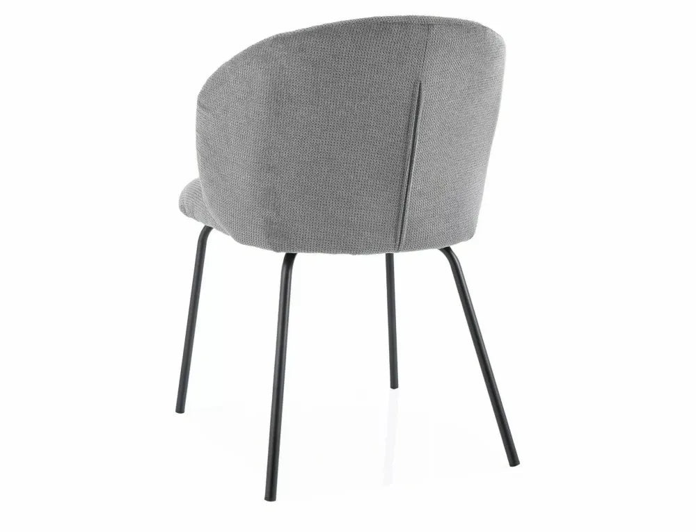 Set 2 scaune tapitat cu Stofa Vardo Gri cu picioare din Metal Negru H79xL57xA44cm Kevin