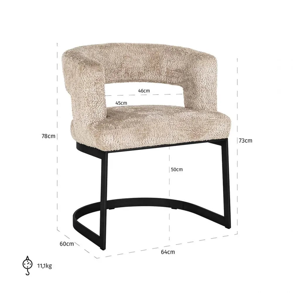Scaun tapitat cu Stofa be lovely Bej cu picioare din Metal Negru H78xL64xA60cm Ellis Richmond interiors