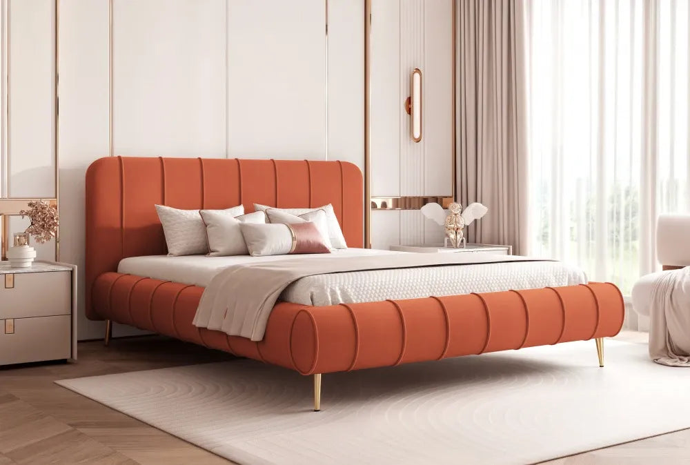 Pat 200 x 200 tapitat cu Catifea Dream velvet Rosu Linea
